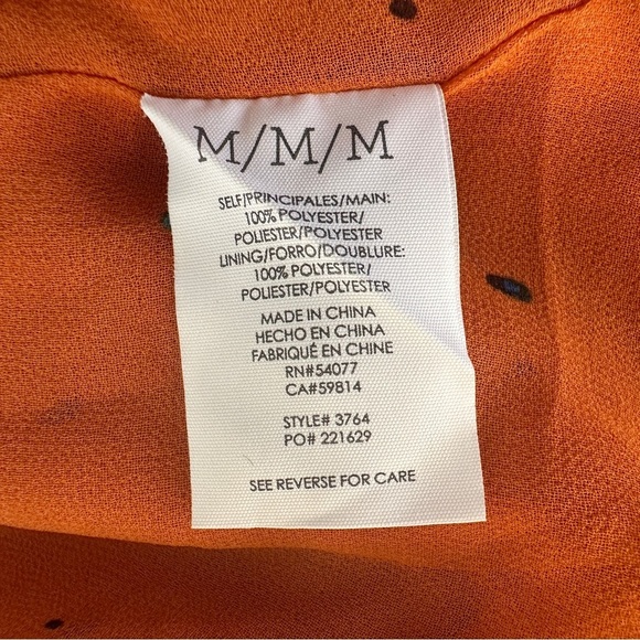 CAbi Orange Sprinkle Size M Top Double Layer Chiffon Sleeveless V-Neck blouse - Picture 16 of 16